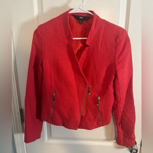 Massimo Red tweed  Women's Blazer with Zipper Accents size 6 EUC